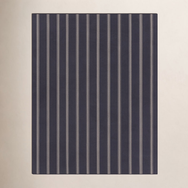 Striped Area Rug in Navy/Ivory, Rectangle 4' x 6'