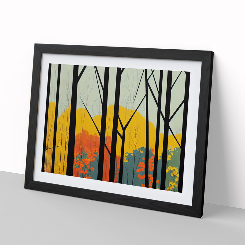 Art Deco Spring Forest Vol.4 Abstract - Single Picture Frame Print, 46cm H x 64cm W x 2cm D, Black Framed