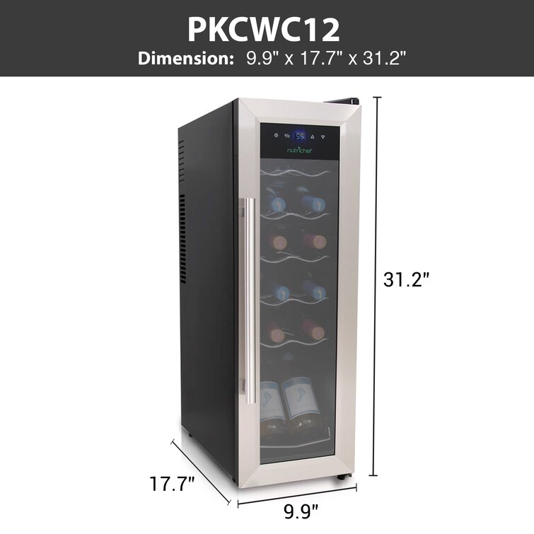 NutriChef 17.72'' 12 Bottle Single Zone Freestanding Wine Refrigerator &  Reviews