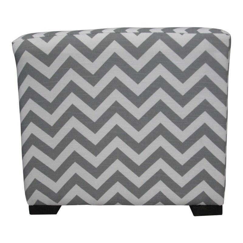 Upholstered Ottoman, Zig Zag Grey