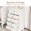 Commode 5 tiroirs pour chambre à coucher, armoire de rangement moderne avec pieds en bois massif et finition peinte - blanc