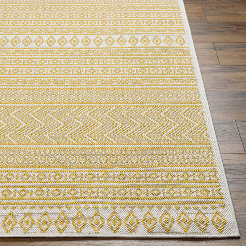 Marion Indoor & Outdoor Boho Saffron Beige Rug, Rectangle 200 x 275cm