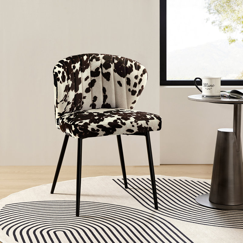 Fauteuil d'appoint moderne en velours avec dossier capitonné Euclid H 29 po, Polyester cuir de vache