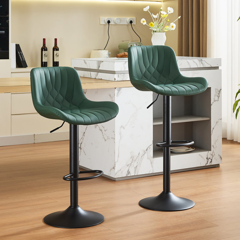Swivel Adjustable Height Counter Stool With Footrest, Green