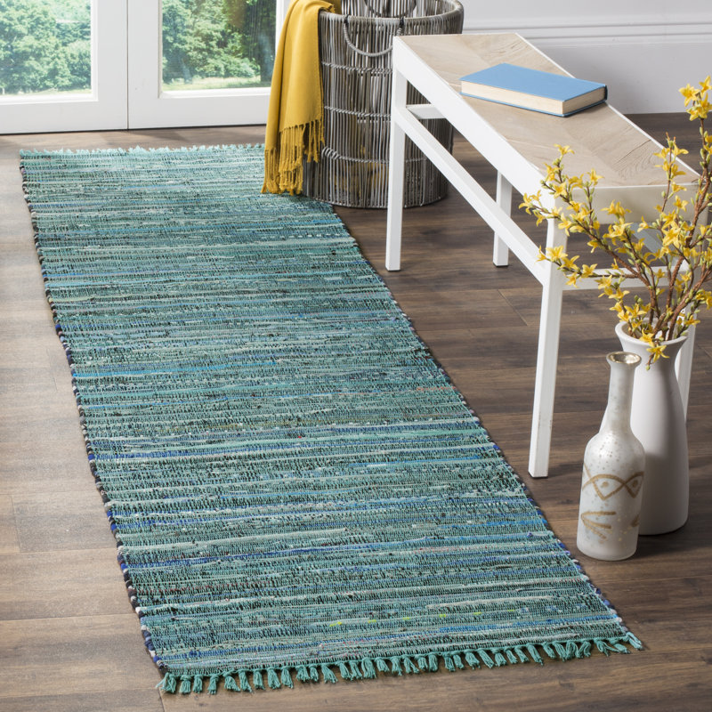 Tapis rayé en coton tissé à la main Fales Rag, Tapis de couloir 2 pi 3 po x 6 pi