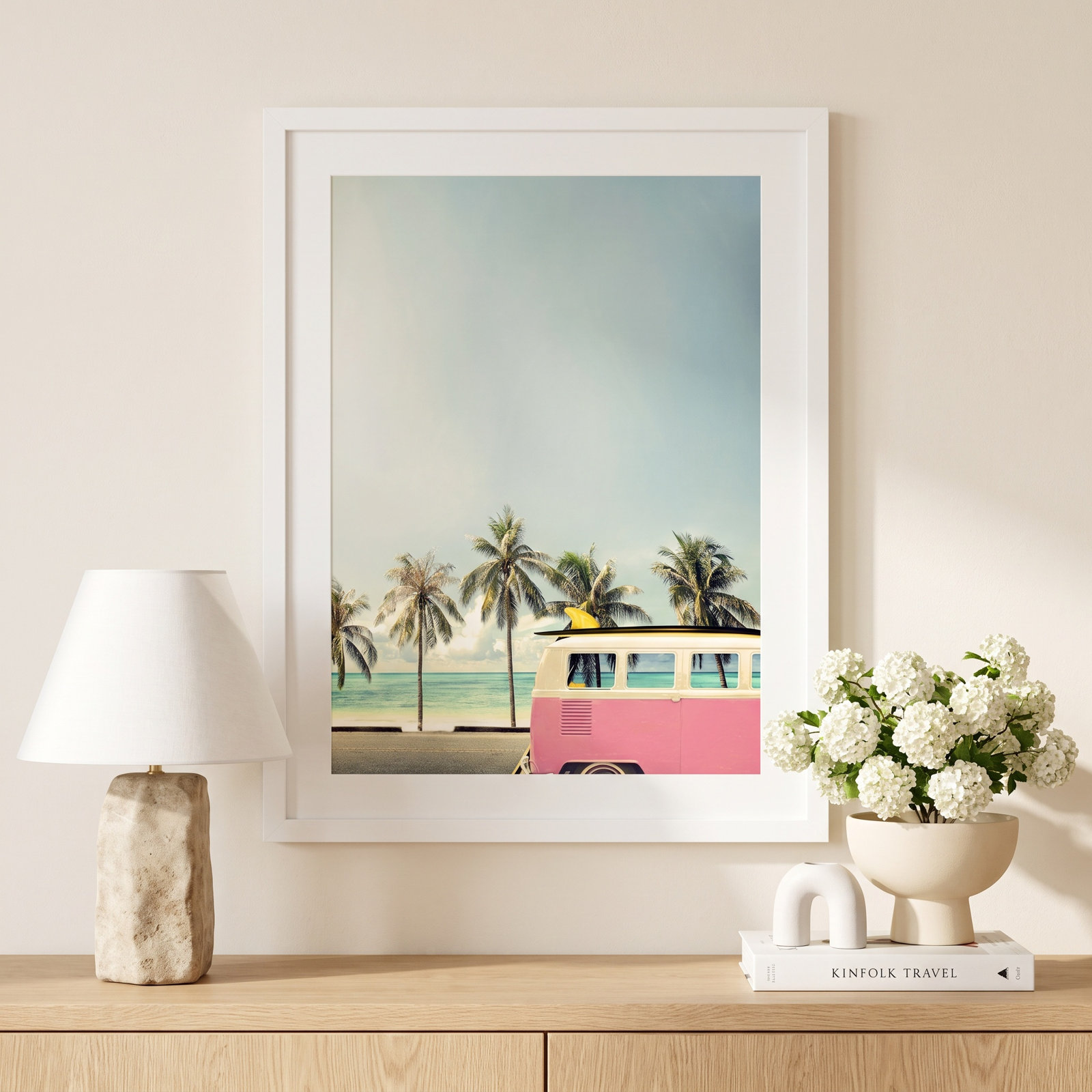 Raleigh "Surf Bus Pink" Photo Print, 27.5" H x 21" W x 0.75" D, Matte White