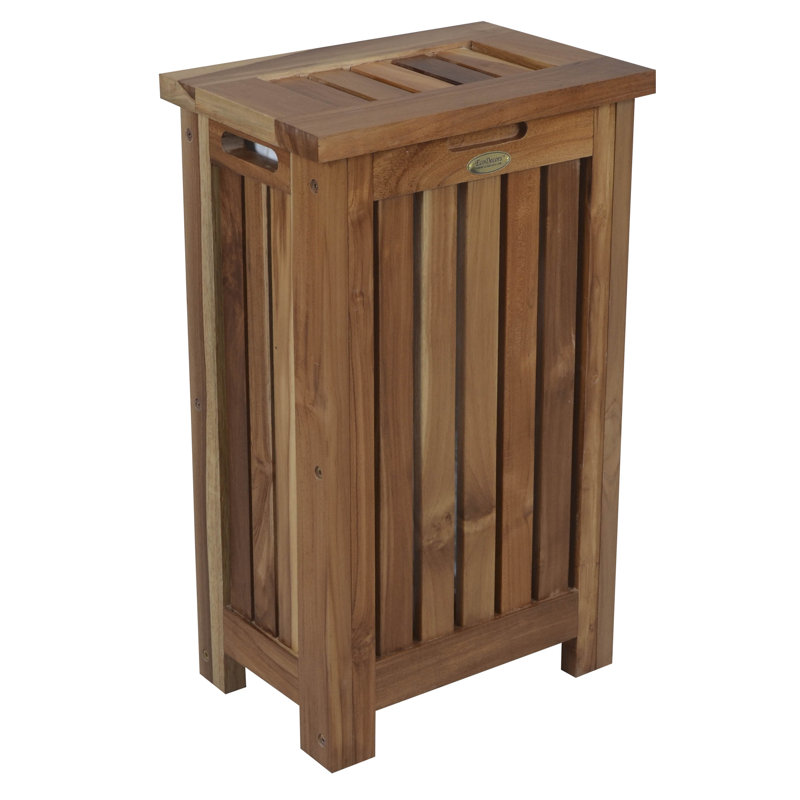 EcoDecors Storage Hamper Standard Solid Teak Deck Box, Small (24.5" H x 15" W x 10.3" D), Brown