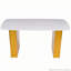 Table de salle à manger rectangulaire en verre trempé de style moderne, avec un motif en marbre et des pieds en métal à double piédestal doré pour les salles à manger et les bureaux à domicile-1660571307-1660571306