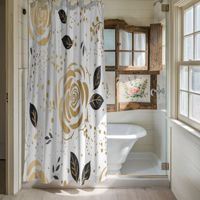 Gold Flower - Premium Shower Curtain