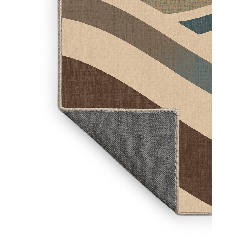 Tapis beige moelleux moelleux et moderne au look rustique moderne - reliure beige, 2 x 3