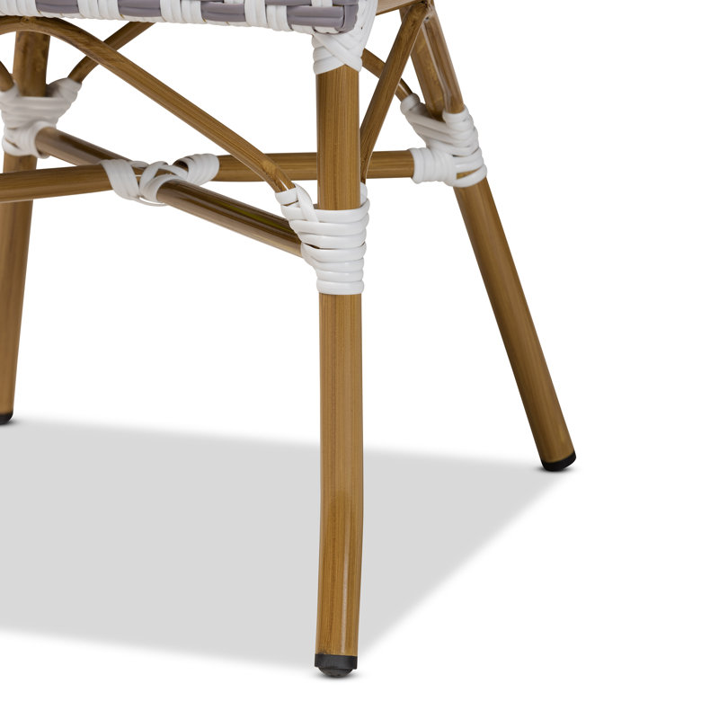Classic French White and Grey Bamboo Style Dining Chair Set