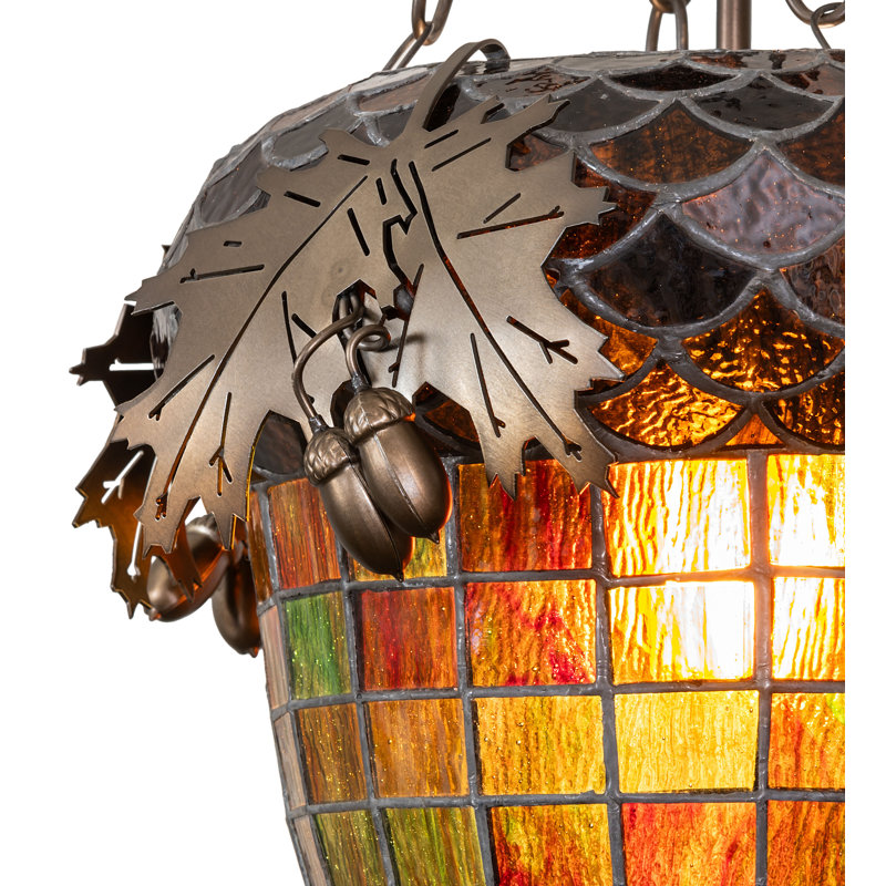 Luminaire suspendu inversé 14 "large gland et feuille de chêne