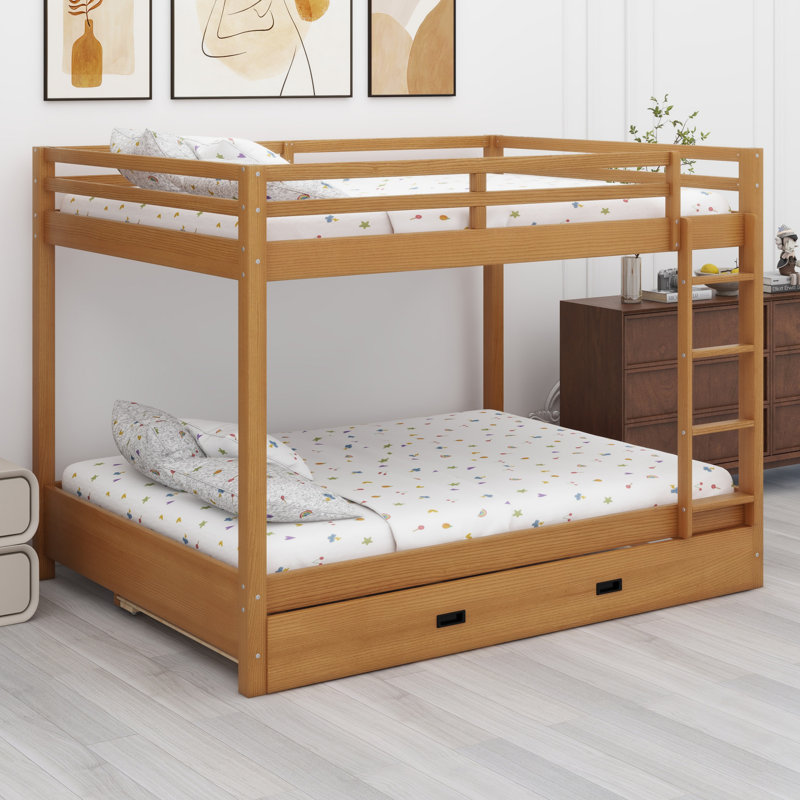 Lit superposé en bois avec échelle et lit gigogne, Bois