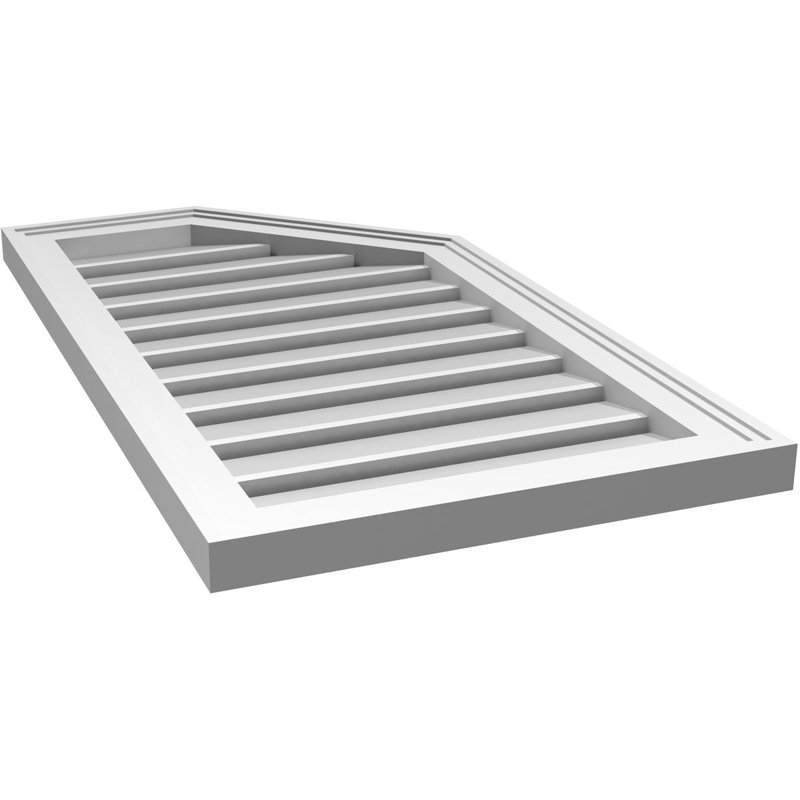 Évent en poire fonctionnel en demi-octogone à droite en uréthane Signature, H 32 po x l 18 po x P 1,5 po