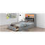 Lit plateforme double en bois avec tête de lit à DEL, station de charge et 2 tiroirs, gris-1000095989-1000095988