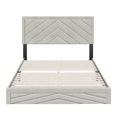 Barcelona Diagonal Linen Upholstered Platform Bed