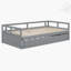 Lit de jour extensible avec couchette, lit de jour en bois avec couchette, gris-2050724224