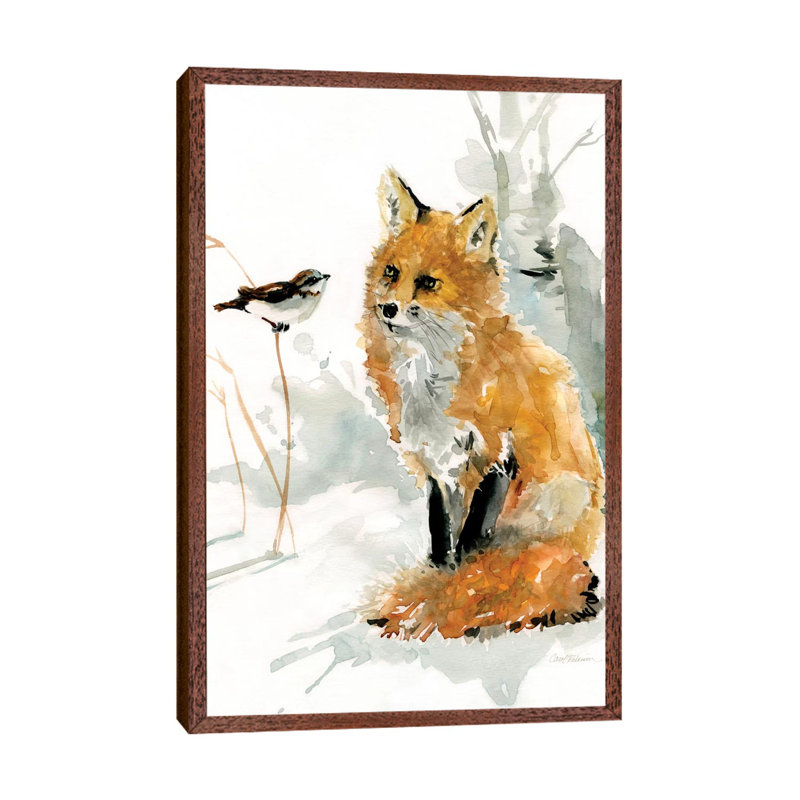 Fox And Friend by Carol Robinson - Print on Canvas, 66.04 cm H x 45.72 cm W, Classic Brown Wood Framed Canvas