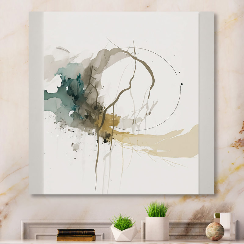 Moutarde jaune Secrets V - décoration murale abstraite encre liquide en métal, H 16 po x l 16 po x P 1 po