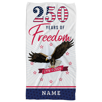 Serviette de plage 250 ans de liberté, 28 po x 56 po, serviette de drapeau américain patriotique, cadeau commémoratif du 250e anniversaire des États-Unis, serviette de piscine et de plage rouge, blanche, bleue, jour de l'Independance