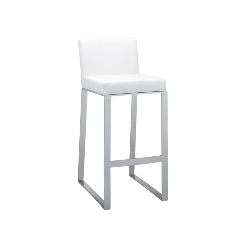 Bridlington Upholstered Stool with Metal Frame, White Faux Leather, Counter Stool (26" Seat Height)