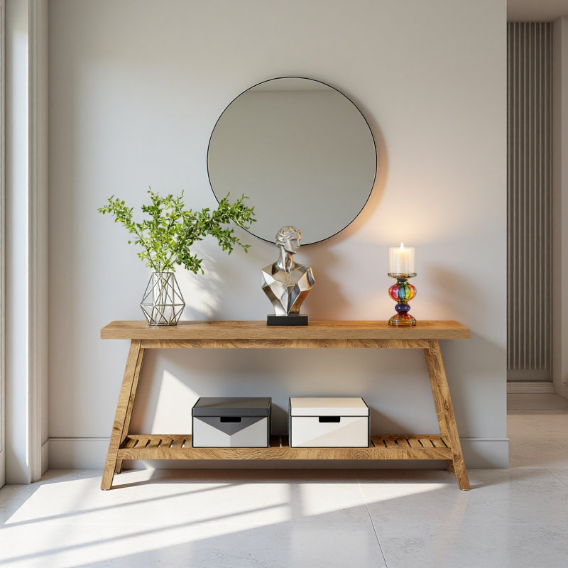 2-Tier Entryway Table,Sofa Table,Space-Saving Console Table, Light Brown