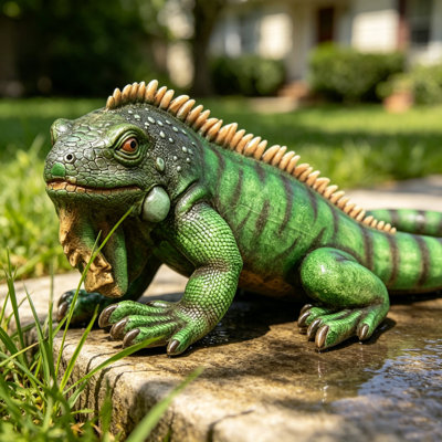 Iguana Garden Statue, Resin Animal Sculpture, Outdoor Decor for Yard Lawn Patio Backyard