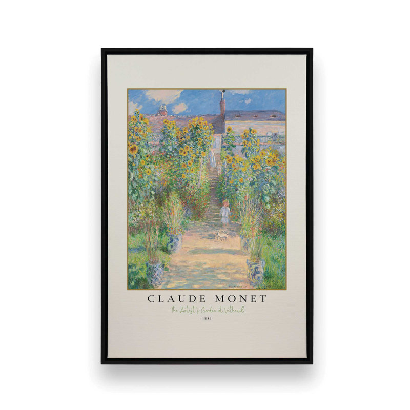Le jardin de l'artiste par Monet, H 48,75 po x l 32,75 po, Cadre flottant noir satiné
