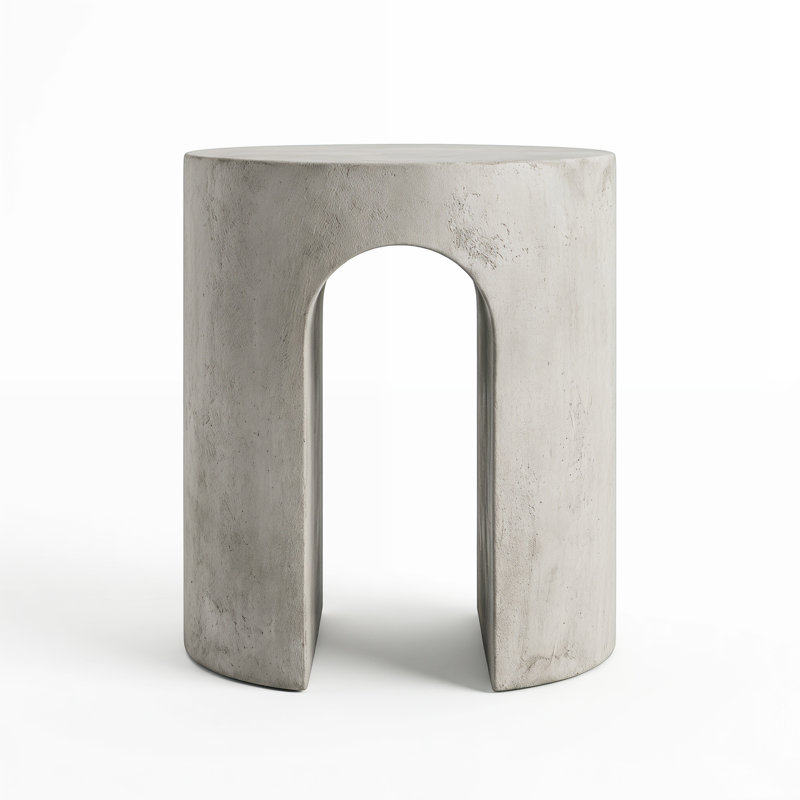 Table d'appoint ronde en U gris clair Mgo - idéale pour le patio, la pelouse et le jardin