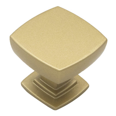 Heritage Designs Plaza Square Knob - 1-1/8" x 1-1/8 " Cabinet Knob Brushed Golden Brass - Transitional Hardware for Drawers & Cabinets