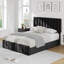 Très grand lit plateforme tapissier avec tiroirs de rangement, tête de lit réglable, grand cadre en bois pour la chambre à coucher, noir-1824182924-1824182921