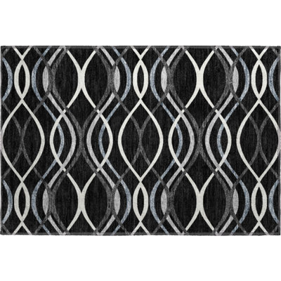 Premium Machine Washable Prisco Black Rug