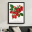 Branche de framboise abstraite moderne avec baies mûres et feuilles vertes, style illustration botanique. Art mural 24 "x 36" avec cadre en bois noir