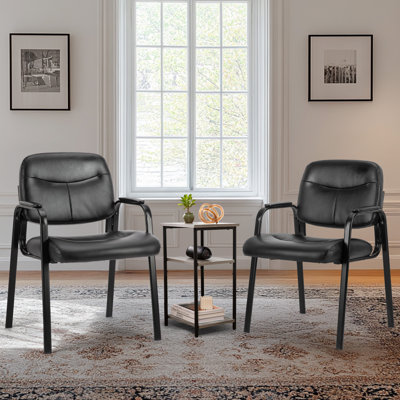 Petit ensemble de bureau de réception et de chaises trois pièces, ensemble de sièges pour salle d'attente, 2 chaises de conférence en cuir synthétique et une table basse avec rangement.