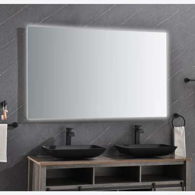 Miroir de salle de bain à DEL avec rétro-éclairage, support mural anti-buée