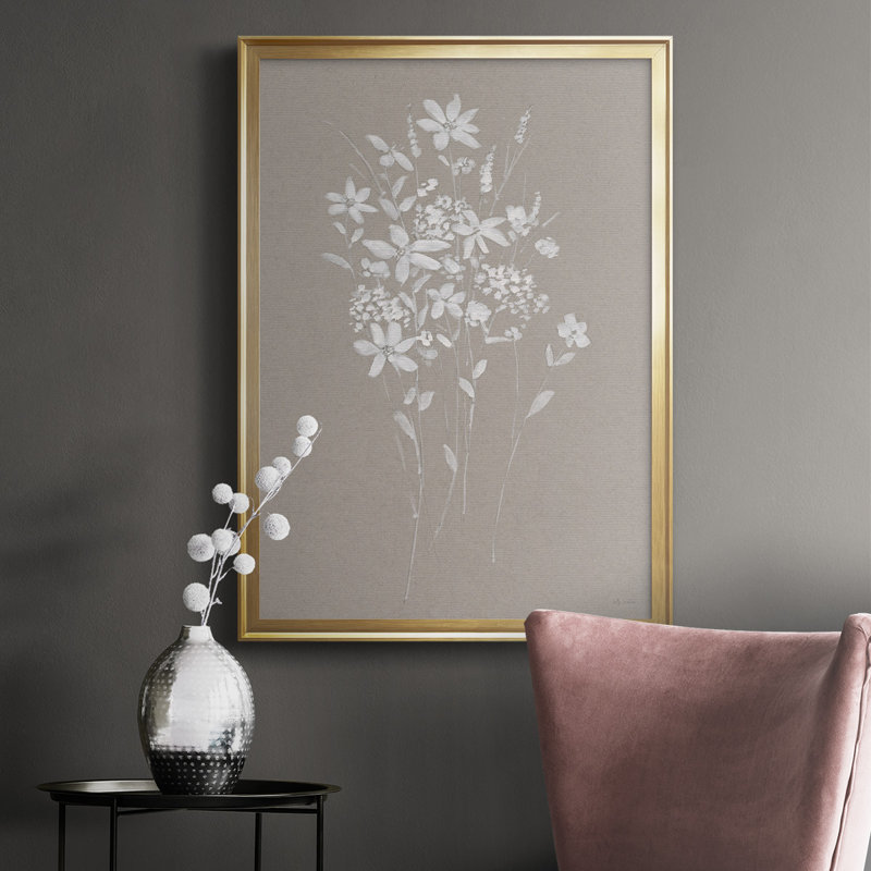 «Delicate Botanicals II», reproduction encadrée de qualité supérieure - prête à être accrochée, Encadrement doré