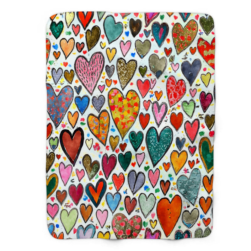 Whimsical Heart Wave Throw Blanket, 60" W x 80" L