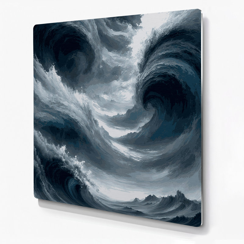 Paysage abstrait 36, art mural en métal bleu, H 12 po x l 12 po