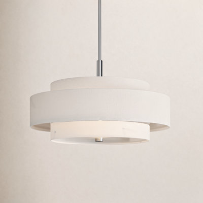 Flaire 5-Light Dimmable Steel Drum Chandelier with Linen Blend Shade