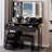 41" Large Size Left Drawer Desktop Vanity Table+Cushioned Stool Dresser Set, 2 AC+2 USB Power Station, Hair Dryer Stand, Extra Large Touch Control LED Mirror, 3-Color Switch, EPA, GCC, UL Certificate