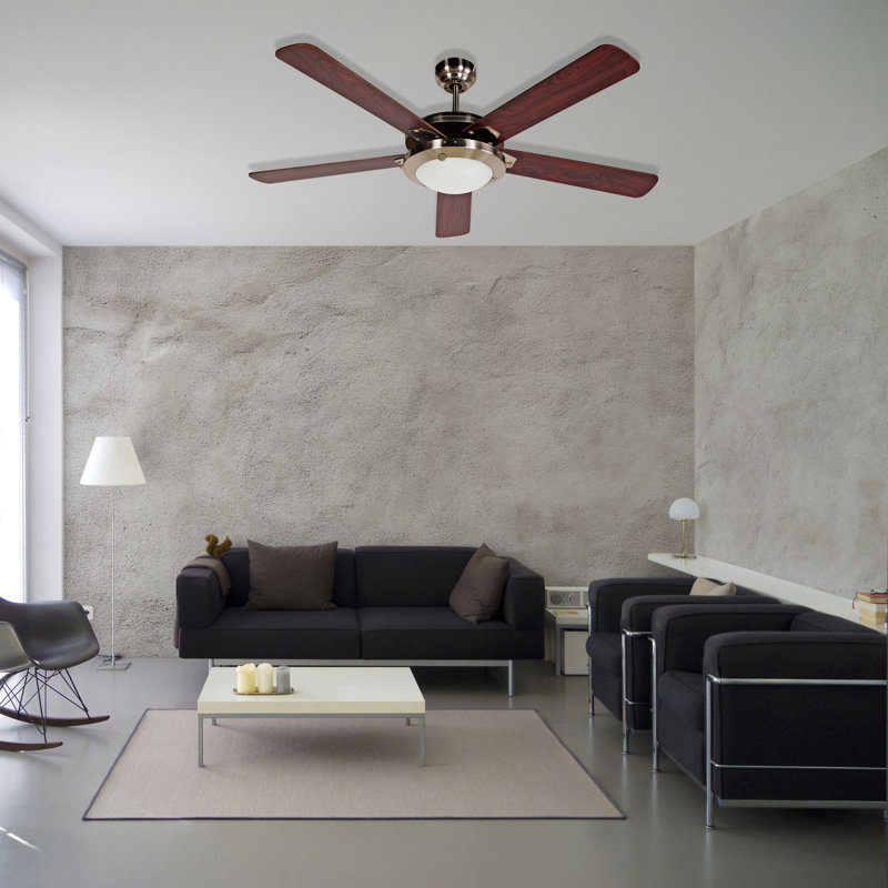 BCF52 Series 52" 5 - Blade Retractable Blades Ceiling Fan with Light Kit Included, Remote Control