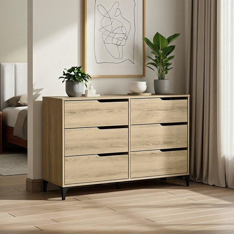 Commode double 6 tiroirs l 46,5 po Norcross, Chêne d'Oslo