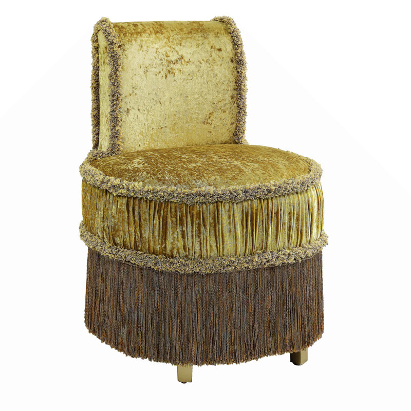 Tabouret de coiffeuse doré capitonné