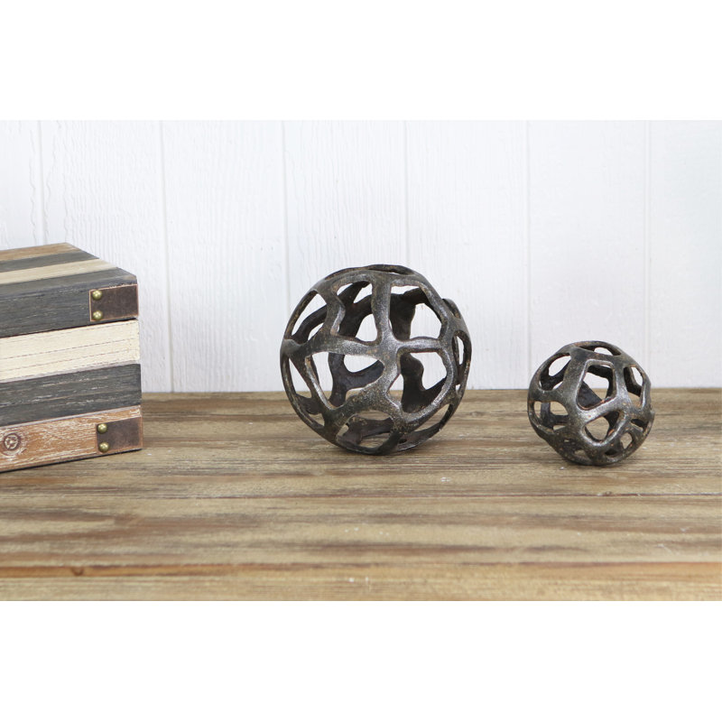 Sculpture Monty Orbe en fonte, H 6 po x l 6 po x P 6 po, Noir