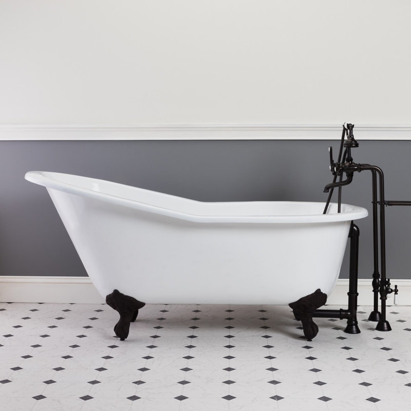 Mila 61.2'' x 30'' Soaking Porcelain Bathtub, Oil Rubbed Bronze