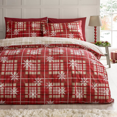 Christmas Scandi Check Reversible Duvet Cover Set