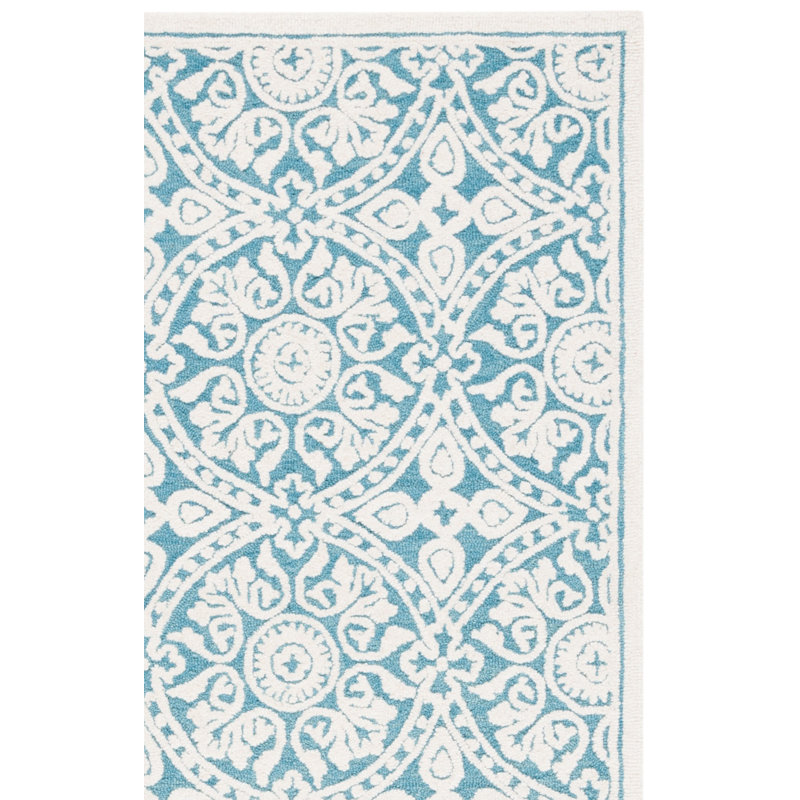 Tapis géométrique en laine touffeté à la main, Rectangle de 5 pi x 8 pi