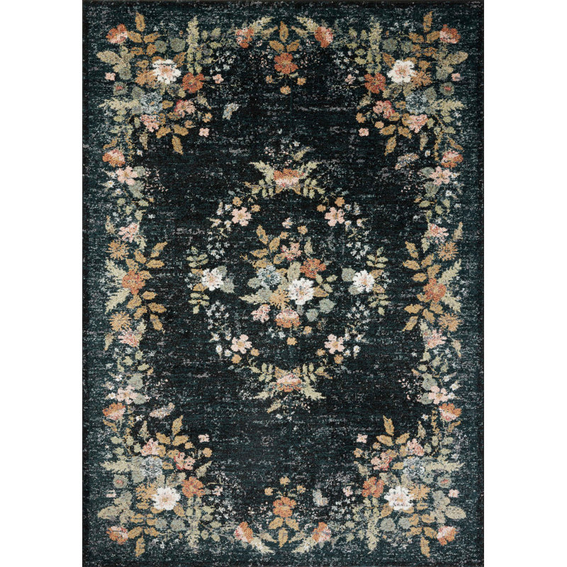 Tapis bleu marine Rifle Paper Co. x Loloi Laurel, Rectangle 5 pi 3 po x 7 pi 8 po