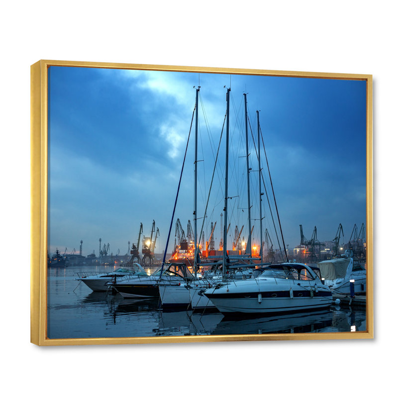 Photo Port Sérénité III sur toile, H 16 po x l 32 po x P 1 po, Cadre flottant doré
