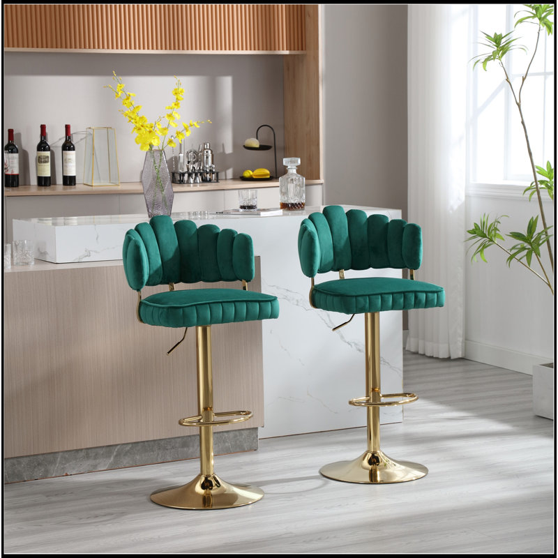 Ensemble de 2 tabourets de bar pivotants réglables à hauteur de comptoir avec repose-pieds pour la cuisine et la salle à manger